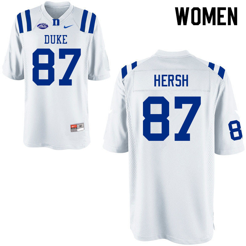 Women #87 Brandon Hersh Duke Blue Devils College Football Jerseys Sale-White - Click Image to Close